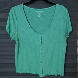 American Eagle Outfitters Teal Button-Down Shirt